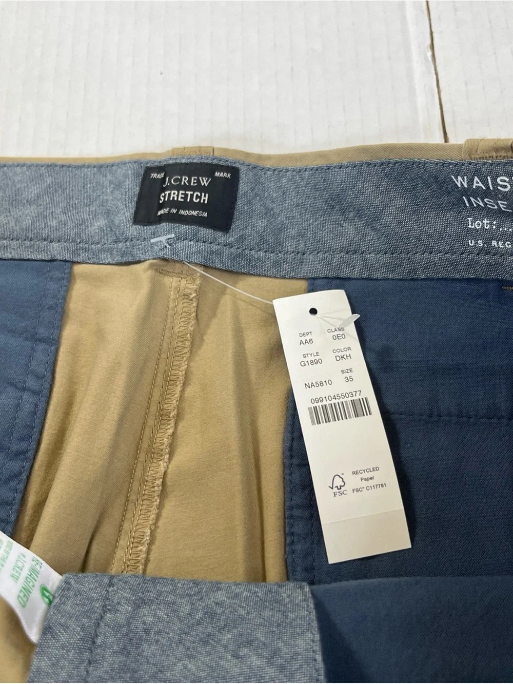 NWT J. Crew Men's Shorts Size 35 Tan Stretch Chino 10.5